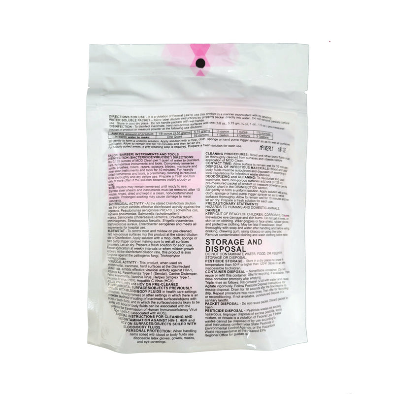 MOD Clean Pre-Measured Disinfectant Pods for Salons and Barbershops - PINK Color (32ct. Bag)