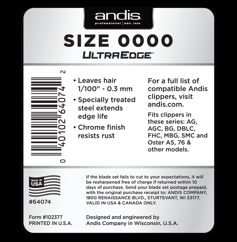 Andis Very Close Cutting Graduation Blade - Size 0000 (64074)