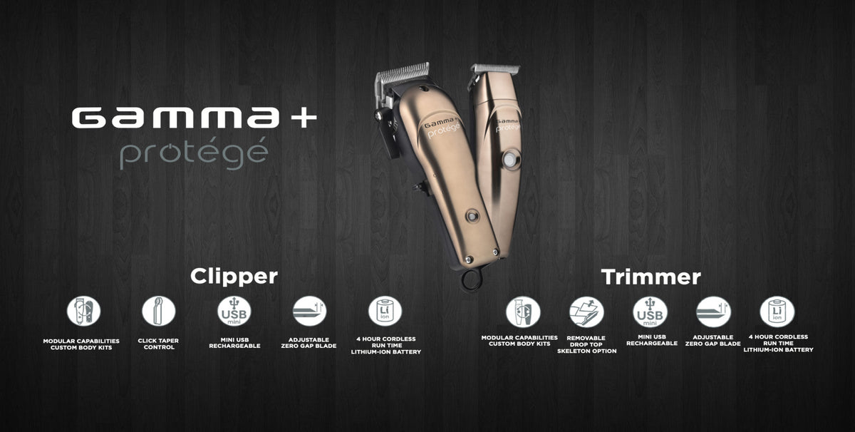 Gamma Protege Cordless Clippers popular and Trimmer - Metallic Gunmetal