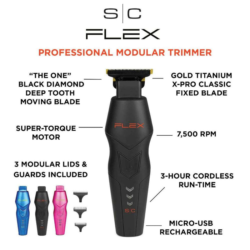 StyleCraft Flex Trimmer - Professional Super-Torque Motor Modular Cordless Trimmer (SC406M)