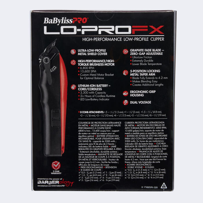 BaBylissPRO Red Lo-Pro FX Cordless Clipper - Limited Edition Influencer Collection - Van Da Goat (FX825RI)