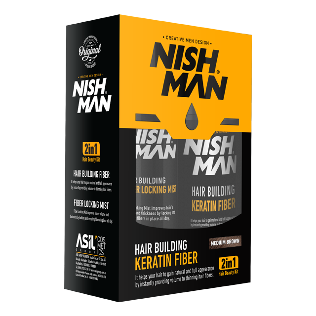 Nishman Hair Building Keratin Fiber + Locking Mist Set (100ml & 20g)